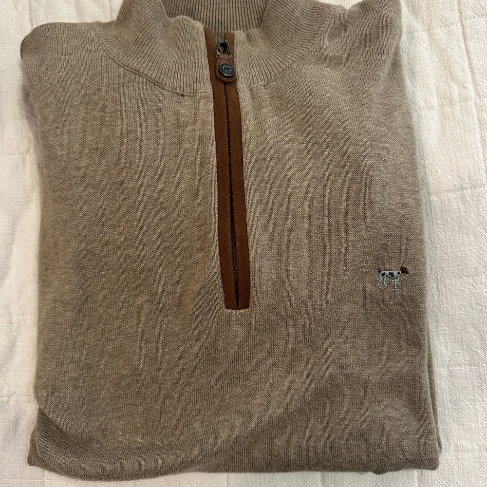 Southern Point Tan Zip Up Sweater with Classic Knit Design